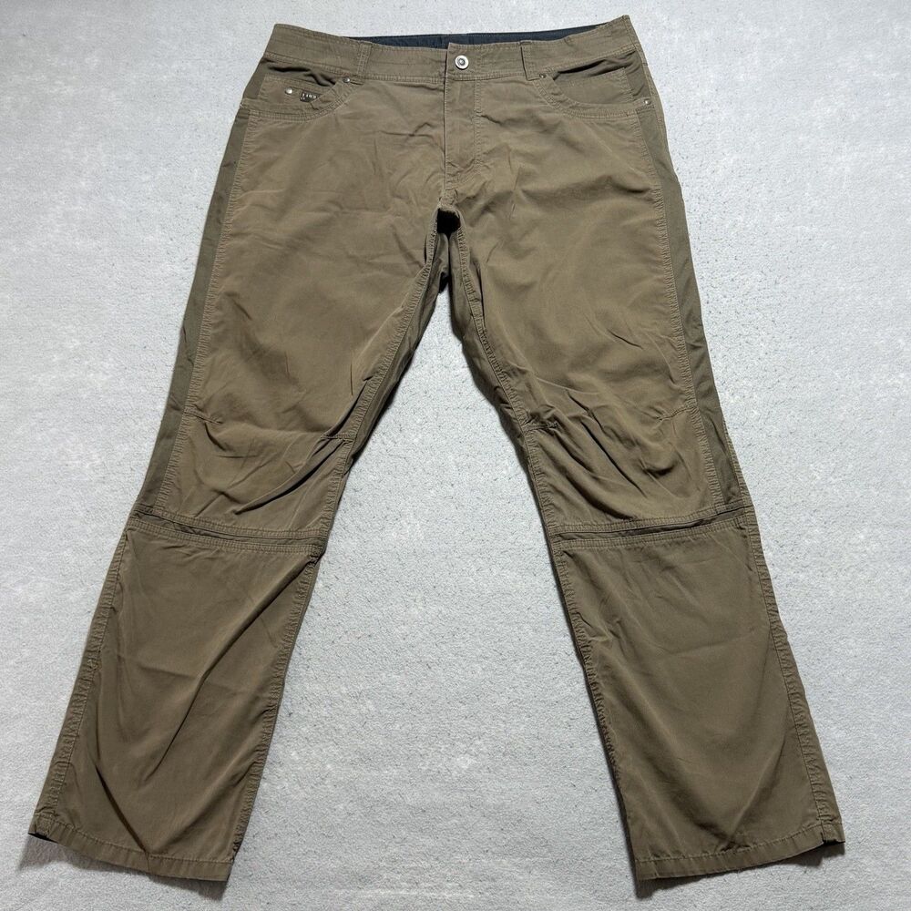 Kuhl Radikl Travel Pants Mens Size 38 Khaki Stretch Casual Cargo Hiking Outdoor